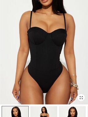 Black Bustier One-Piece Swimsuit